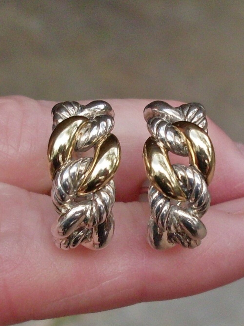 Rare & Retired David Yurman Belmont Curb Link Earrings - 18K/925 - Omega Backs